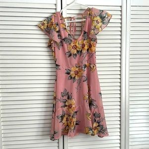 Row A pink floral mini dress
